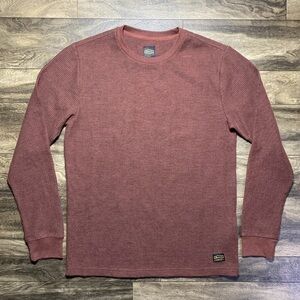 RVCA Day Shift Long Sleeve Thermal Shirt Men’s Size Large Red Earth Waffle Knit